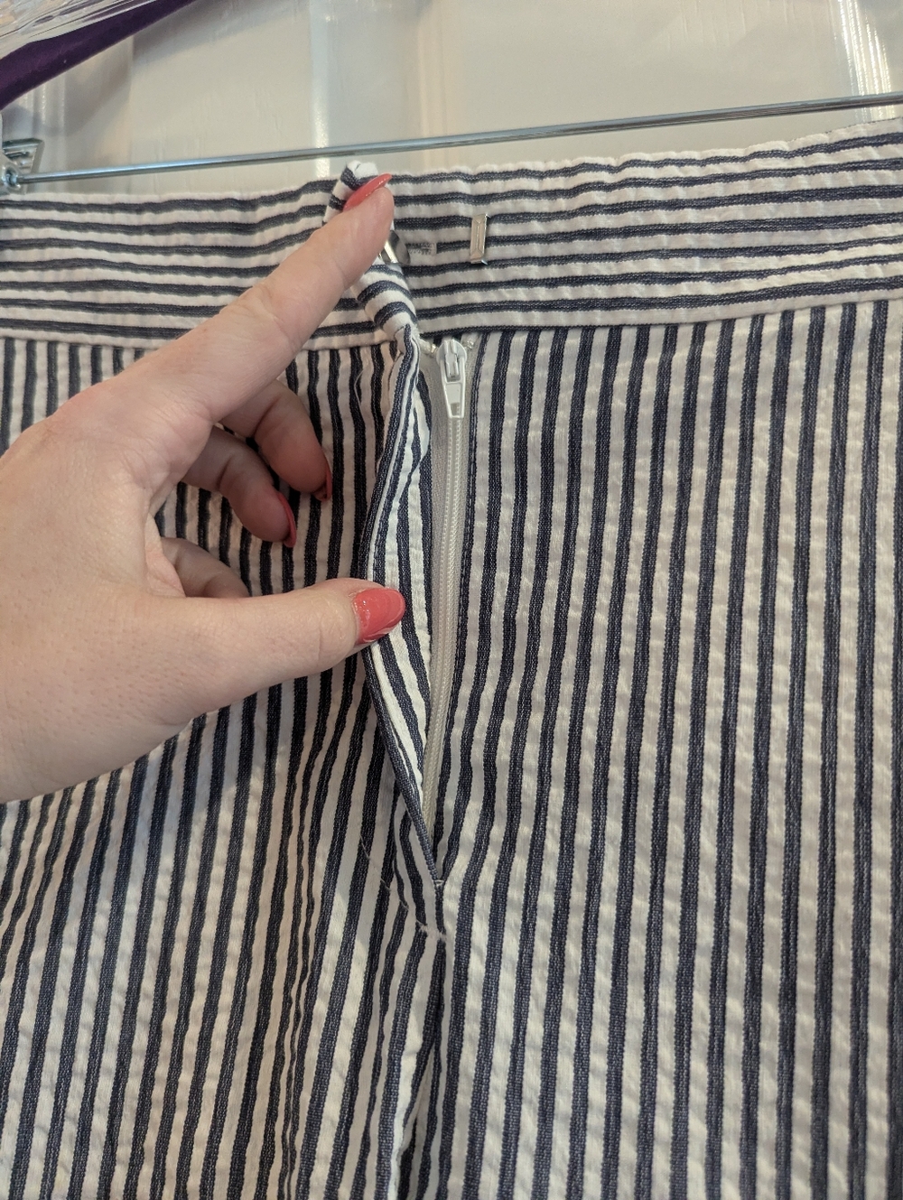 Zara Seersucker Straight Leg Pants - Picture 3 of 9